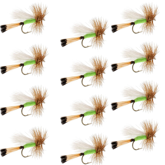 The Fly Fishing Place Lime Trude Classic Hair Wing Dry Fly - 12 Flies Hook Size 18