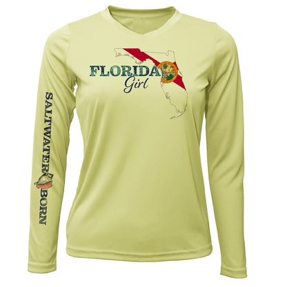 Saltwater Born Linear Logo Stuart Florida Girl Long Sleeve UPF 50+ Dry-Fit Shirt