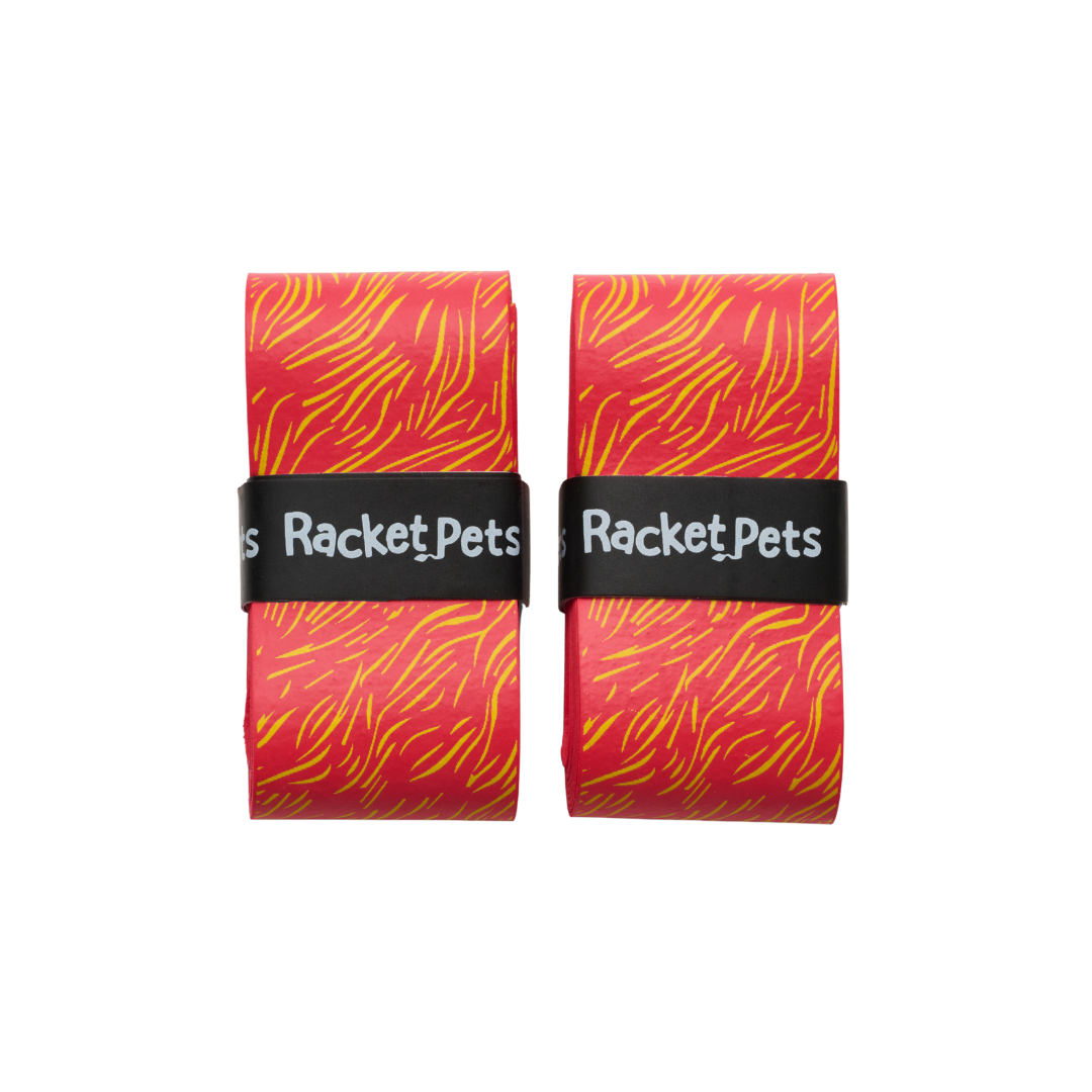 Racket Pets VALUE PACK - A Orange Lion Racket Pet Tennis Dampener and Overgrip Tape with a (Pack of 2) Replacement Overgrip Tape
