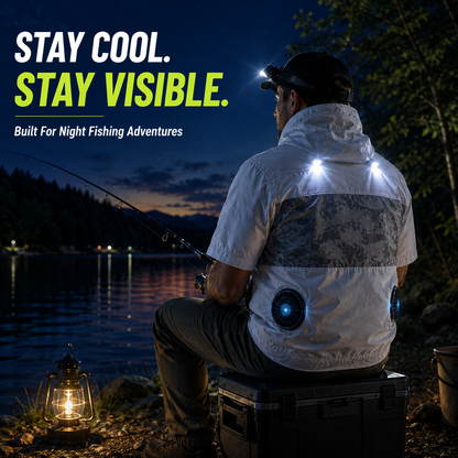 LITEGUEST Cooling Fan Jacket with LED Light Stay Cool for Outdoor