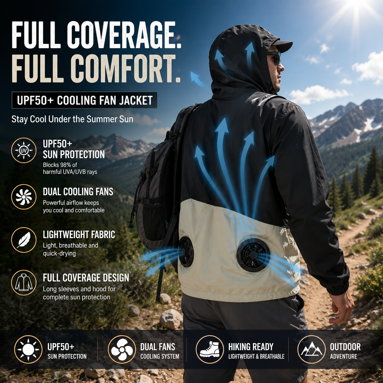 LITEGUEST™ UPF50+ Cooling Fishing Jacket – Built-In Fans for Sun & Heat