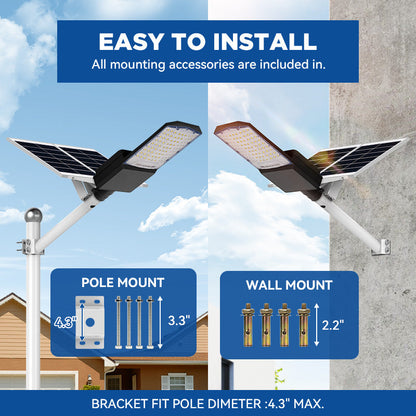 Langy Solar Lights 1400W solar street light with pole -30,000lumens