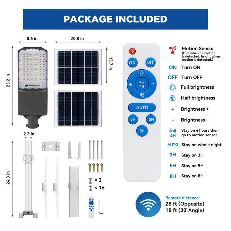 Langy Solar Lights 1400W solar street light with pole -30,000lumens