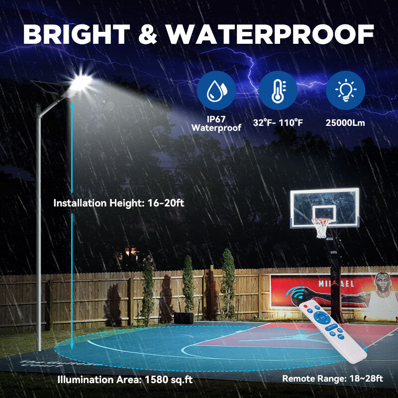 Langy Solar Lights 1400W solar street light with pole -30,000lumens