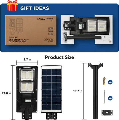Langy Solar Lights 90W 120W Solar street LED lights -warm white/ white