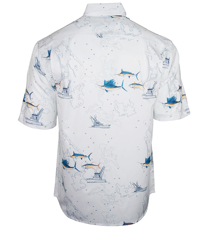 Hook & Tackle Men's Marine Charts UV Vented Fishing Shirt