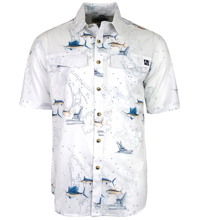 Hook & Tackle Men's Marine Charts UV Vented Fishing Shirt