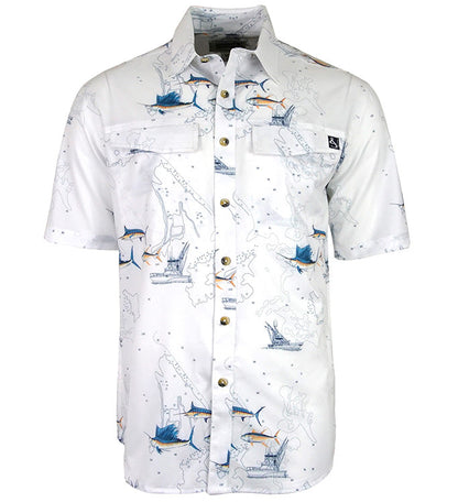Hook & Tackle Men's Marine Charts UV Vented Fishing Shirt