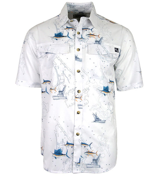 Hook & Tackle Men's Marine Charts UV Vented Fishing Shirt