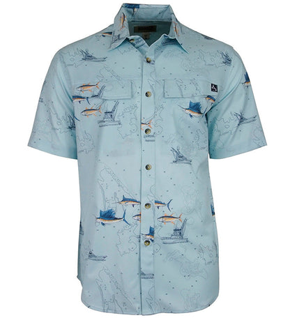 Hook & Tackle Men's Marine Charts UV Vented Fishing Shirt