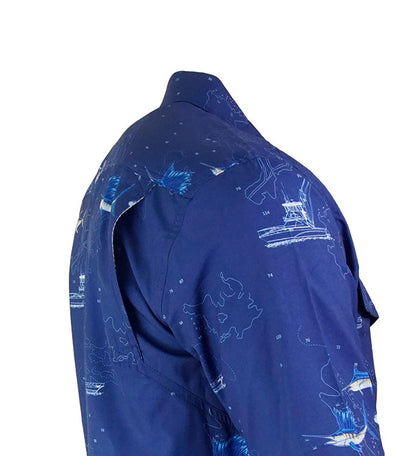 Hook & Tackle Men's Marine Charts UV Vented Fishing Shirt