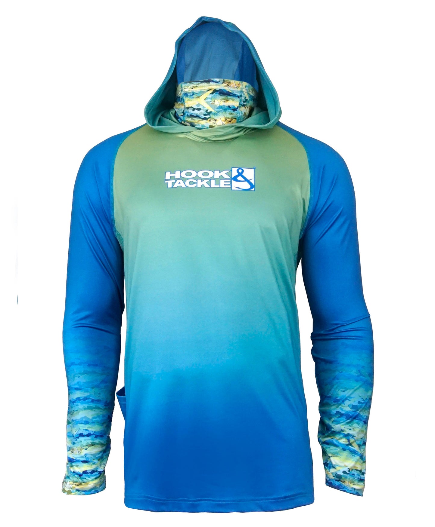 Hook & Tackle Men's Mahi Camo UV Fishing Hoodie Mask L/S