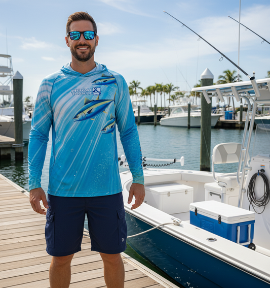 Hook & Tackle Men's Tuna Abyss UV Fishing Hoodie Gaiter L/S