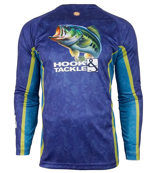 Hook & Tackle Men's Bass Camo L/S UV Fishing Shirt