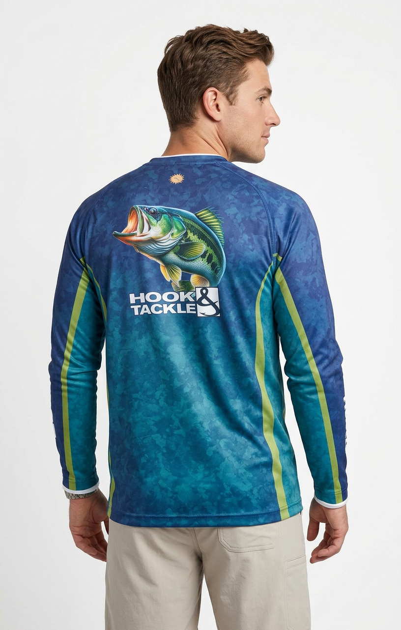 Hook & Tackle Men's Bass Camo L/S UV Fishing Shirt