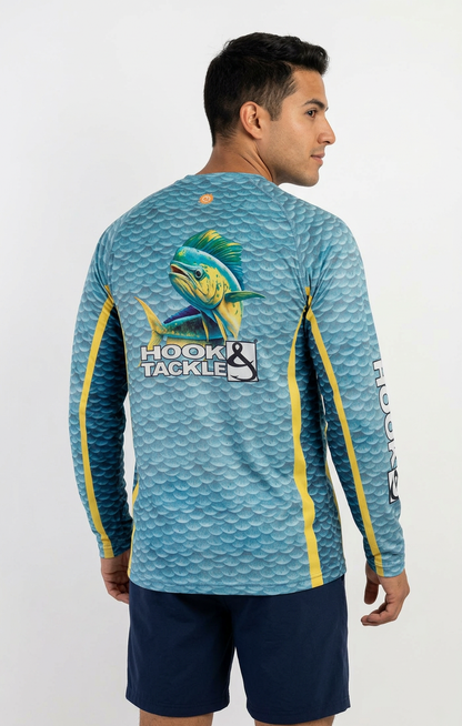 Hook & Tackle Men's Mahi Scales L/S UV Fishing Shirt