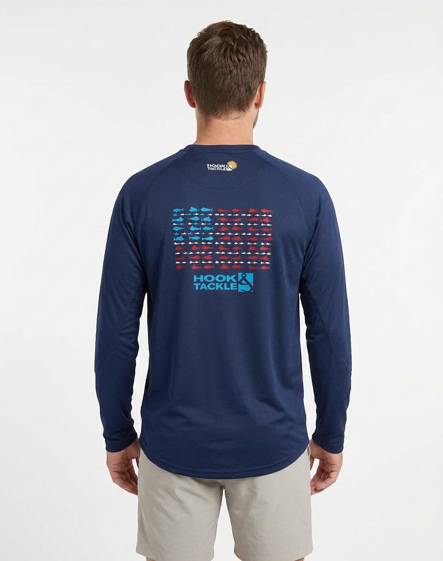 Hook & Tackle Men's American Fish L/S UV Fishing Shirt
