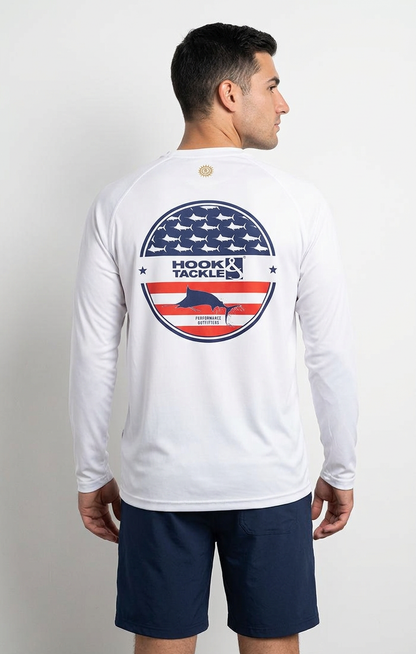 Hook & Tackle Men's Fins & Stripes L/S UV Fishing Shirt