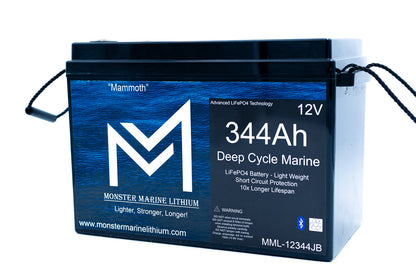 Monster Marine Lithium 12v 344Ah Lithium Deep cycle MML-12344B Bluetooth