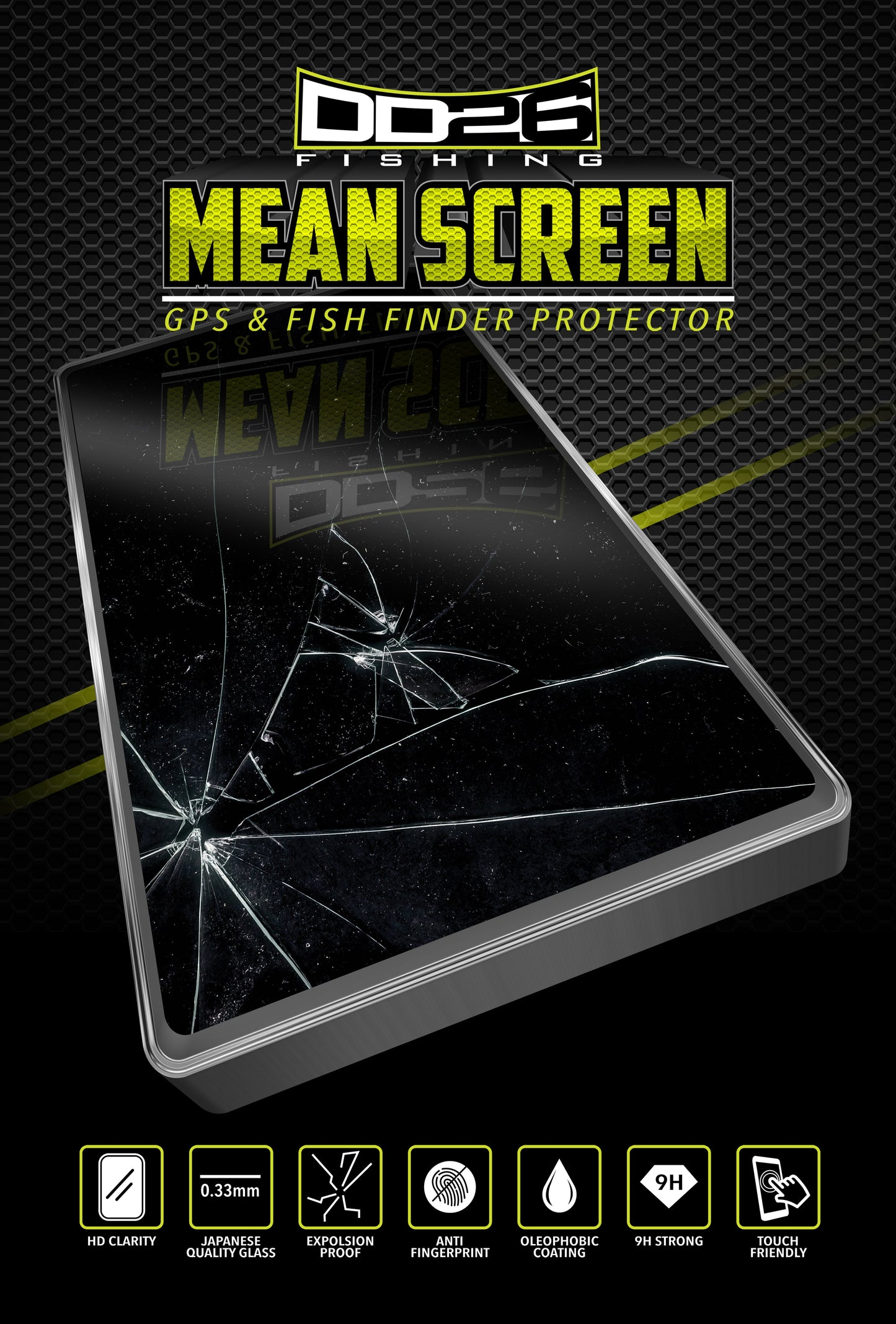 DD26 Fishing Mean Screen Anti Glare tempered glass that fits the Lowrance Live 12 HDS & PRO