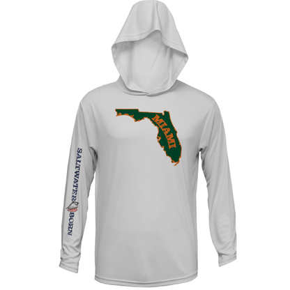 Saltwater Born Miami Orange and Green Long Sleeve UPF 50+ Dry-Fit Hoodie