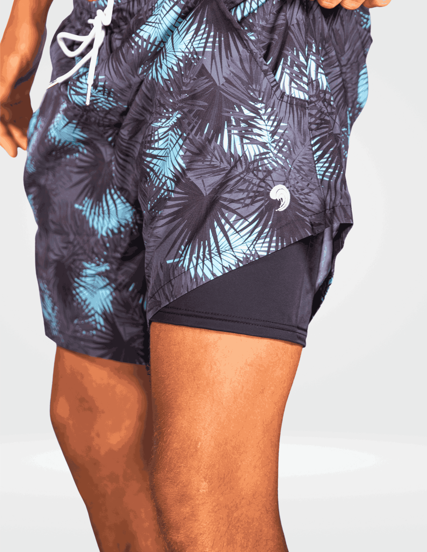 Dry Pocket Midnight Palms - Waterproof Pocket Swim Shorts - Athletic Liner