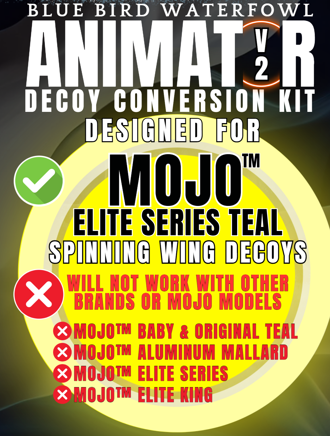 Blue Bird Waterfowl Animator V2 for Mojo Elite Series Teal GWT & BWT