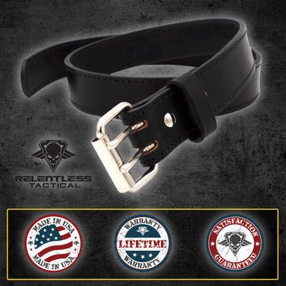 Relentless Tactical The "Double Tap" Gun Belt | Made in USA | Lifetime Warranty | 14 oz Full Grain Leather CCW Belt