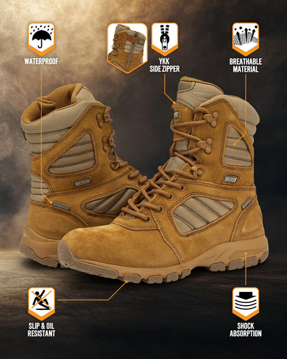 Magnum Boots MAG SHIELD Suede Leather 8" Work Boot SZ WP