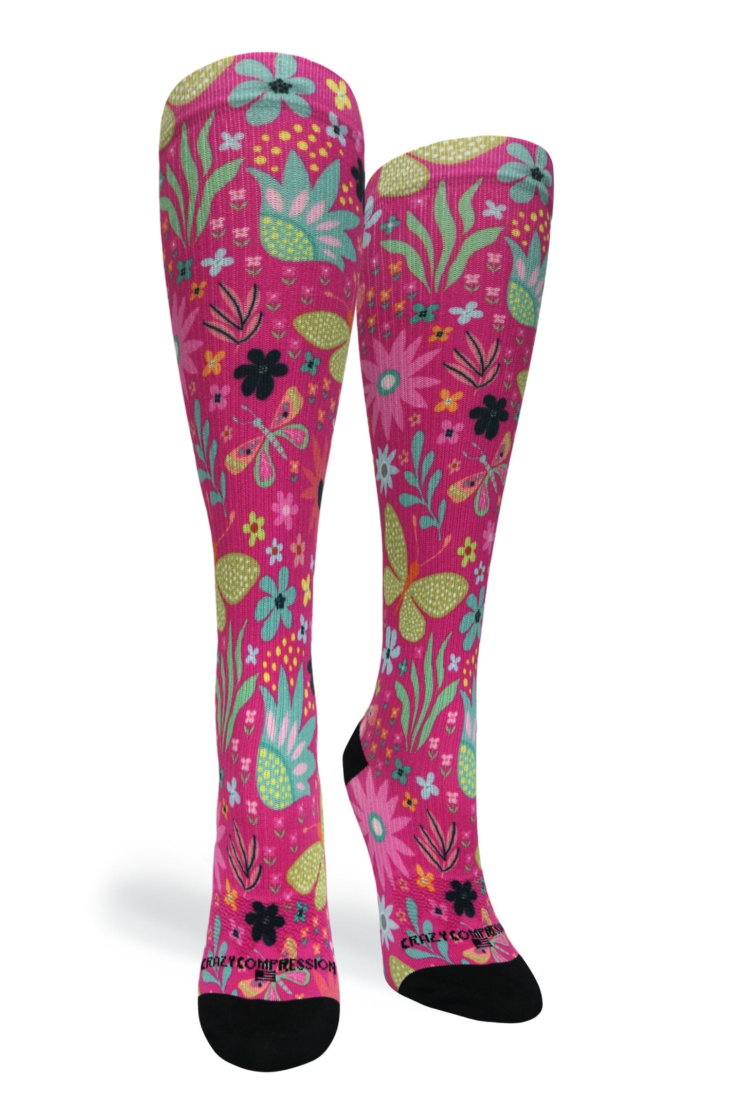 Crazy Compression Magenta Florals - (Standard & Extra Wide)