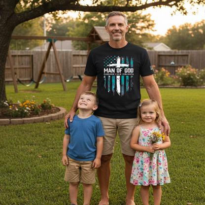 Steadfast American Man of God Shirt – Husband Dad Grandpa Christian Patriotic T-Shirt