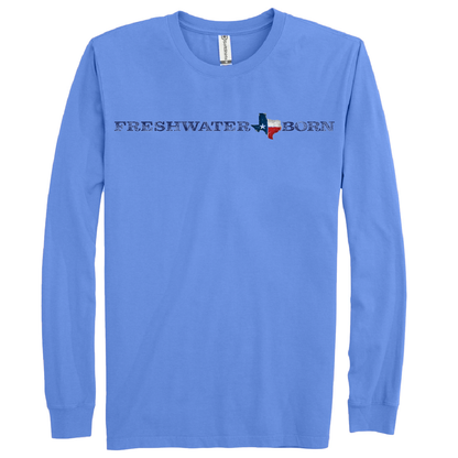 Saltwater Born Texas Freshwater Born Linear Logo Women's Cotton Long Sleeve Shirt