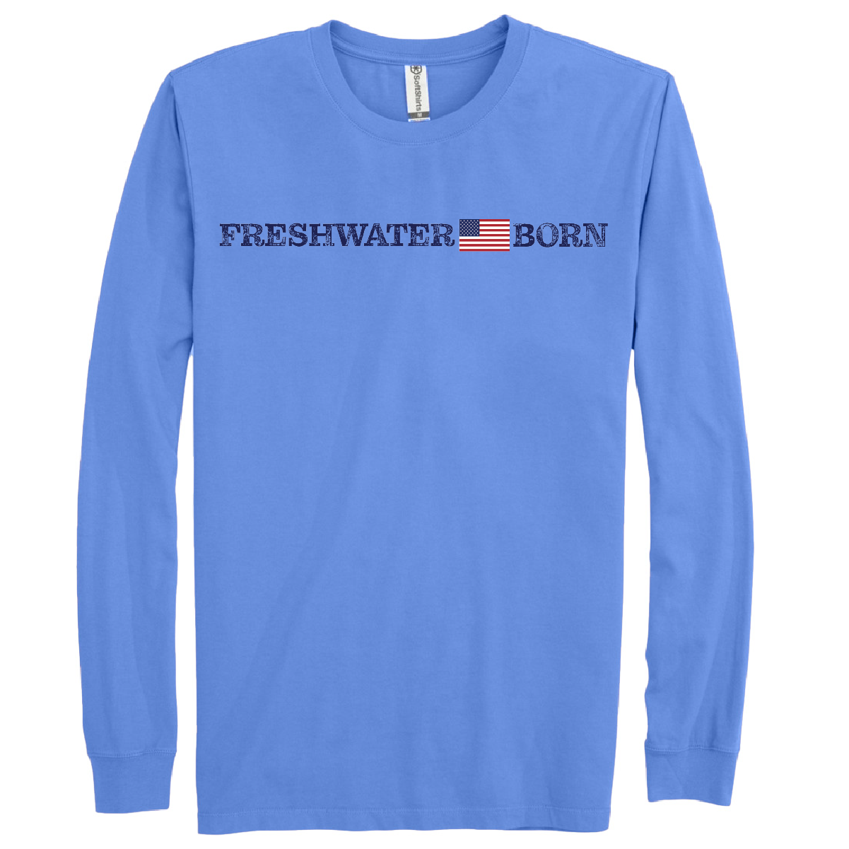 Saltwater Born Freshwater Born Linear Logo Men's Cotton Long Sleeve Shirt