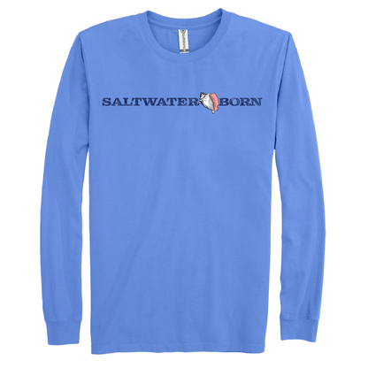 Saltwater Born Men's Linear Logo Cotton Long Sleeve Shirt