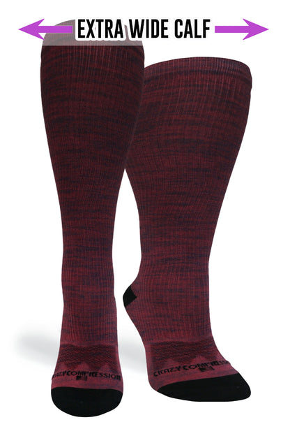 Crazy Compression Maroon Heather - (Standard & Extra Wide)