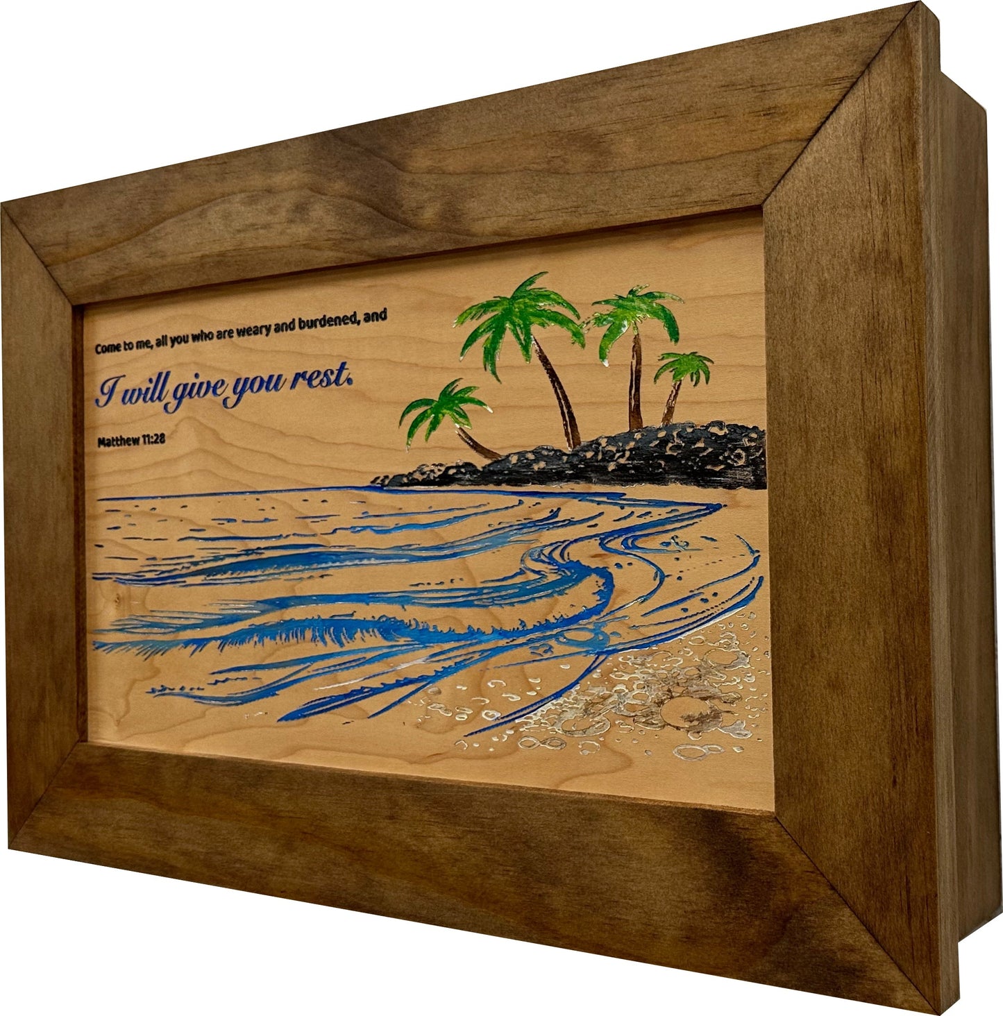 Bellewood Designs - Bible Verse Decorative & Secure Wall-Mounted Gun Cabinet - Matthew 11:28