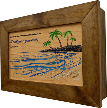 Bellewood Designs - Bible Verse Decorative & Secure Wall-Mounted Gun Cabinet - Matthew 11:28
