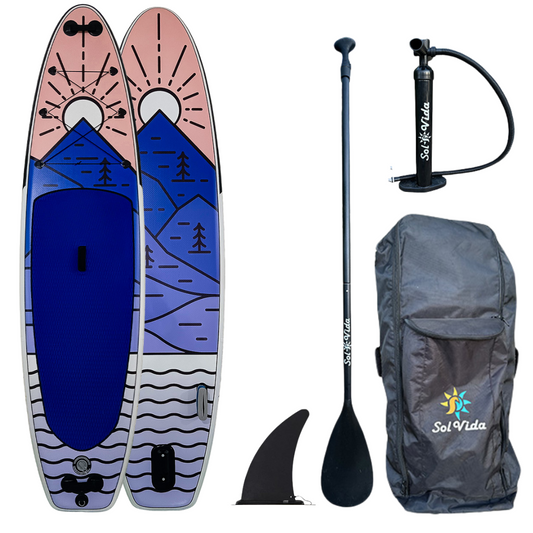 SolVida VidaGlide Canyon Pack: 10' 6'' Inflatable Paddle Board + Paddle, Pump, Detachable Fin, & Carrying Case