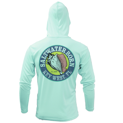 Saltwater Born Key West, FL Linear Logo Long Sleeve UPF 50+ Dry-Fit Hoodie