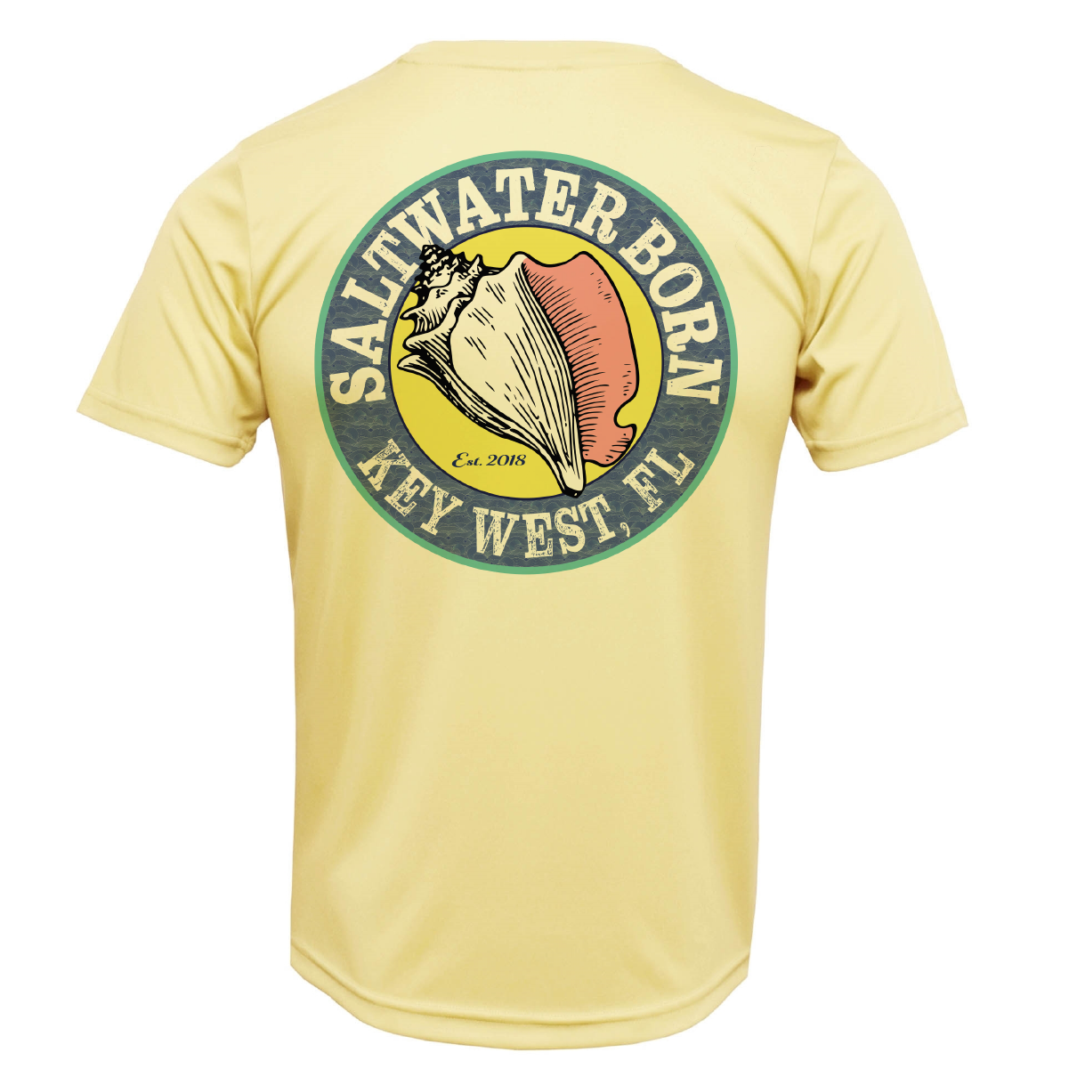 Saltwater Born Key West, FL Mahi on Chest Short Sleeve UPF 50+ Dry-Fit Shirt