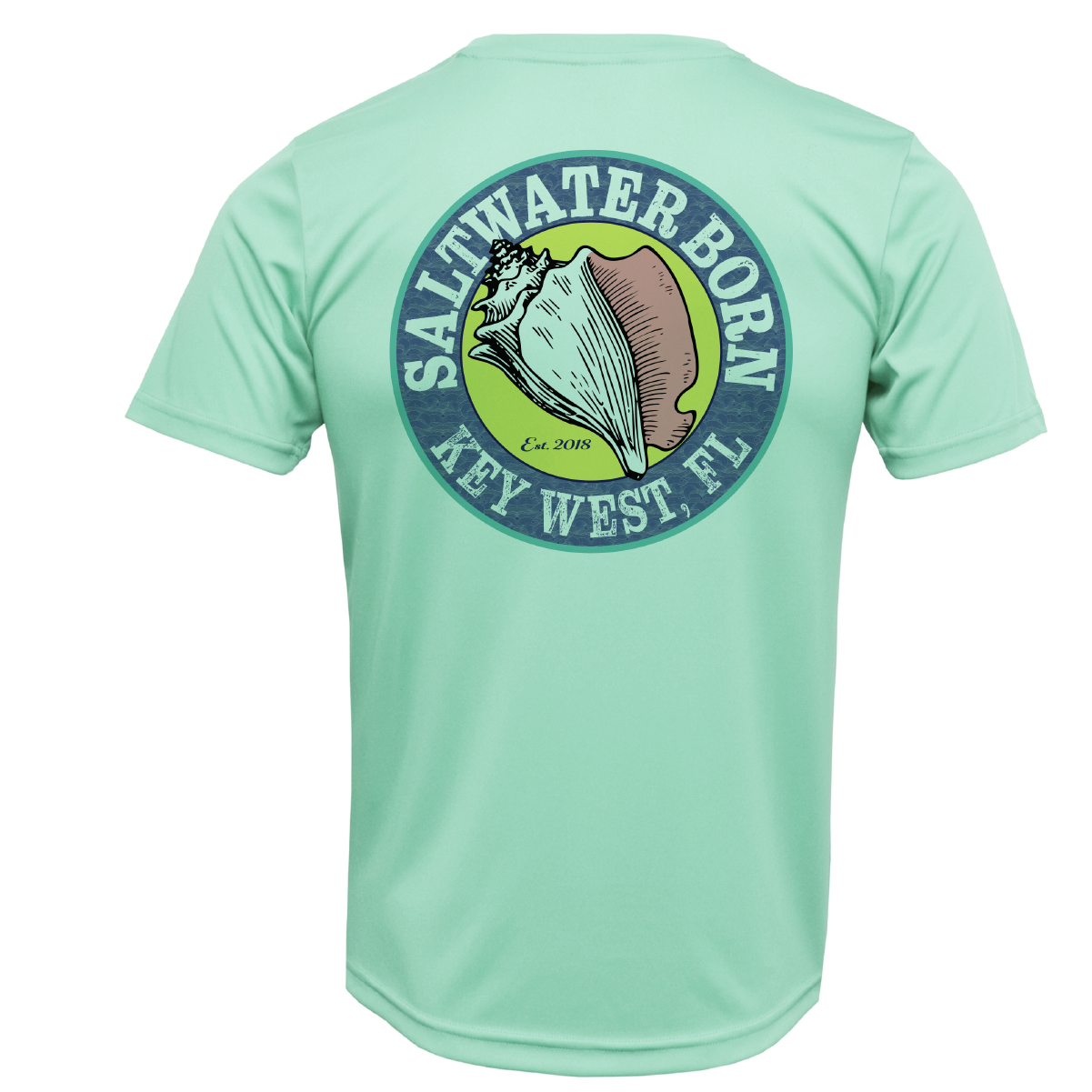 Saltwater Born Key West, FL Mahi on Chest Short Sleeve UPF 50+ Dry-Fit Shirt
