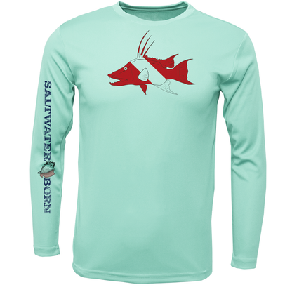 Saltwater Born Key West, FL Hogfish Diver Long Sleeve UPF 50+ Dry-Fit Shirt