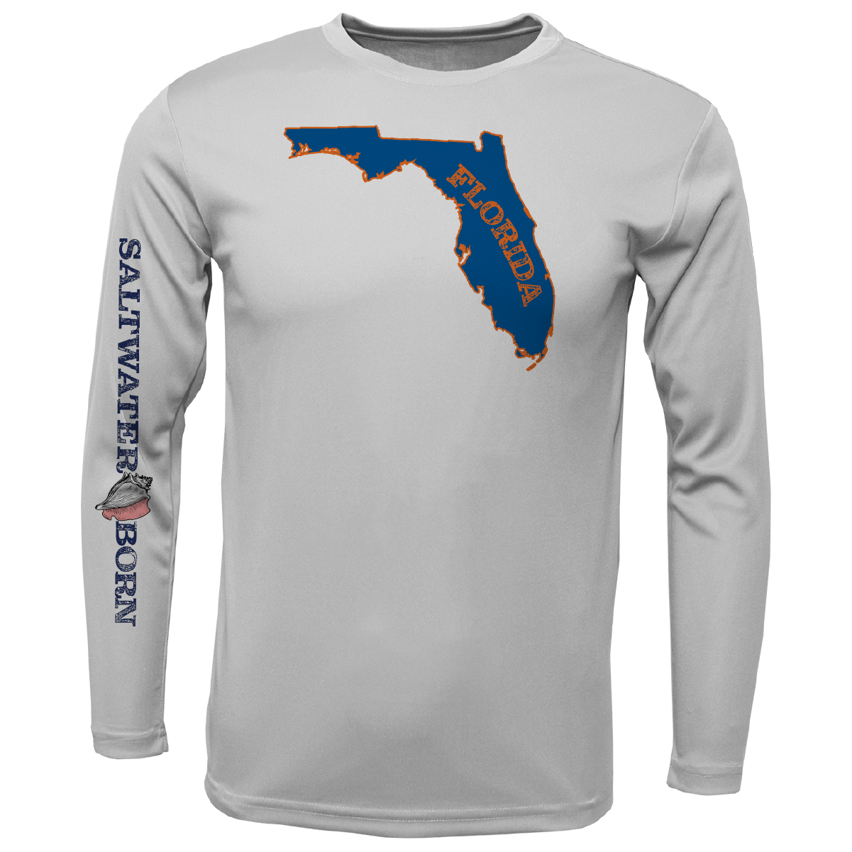 Saltwater Born Orange and Blue Key West, FL Long Sleeve UPF 50+ Dry-Fit Shirt