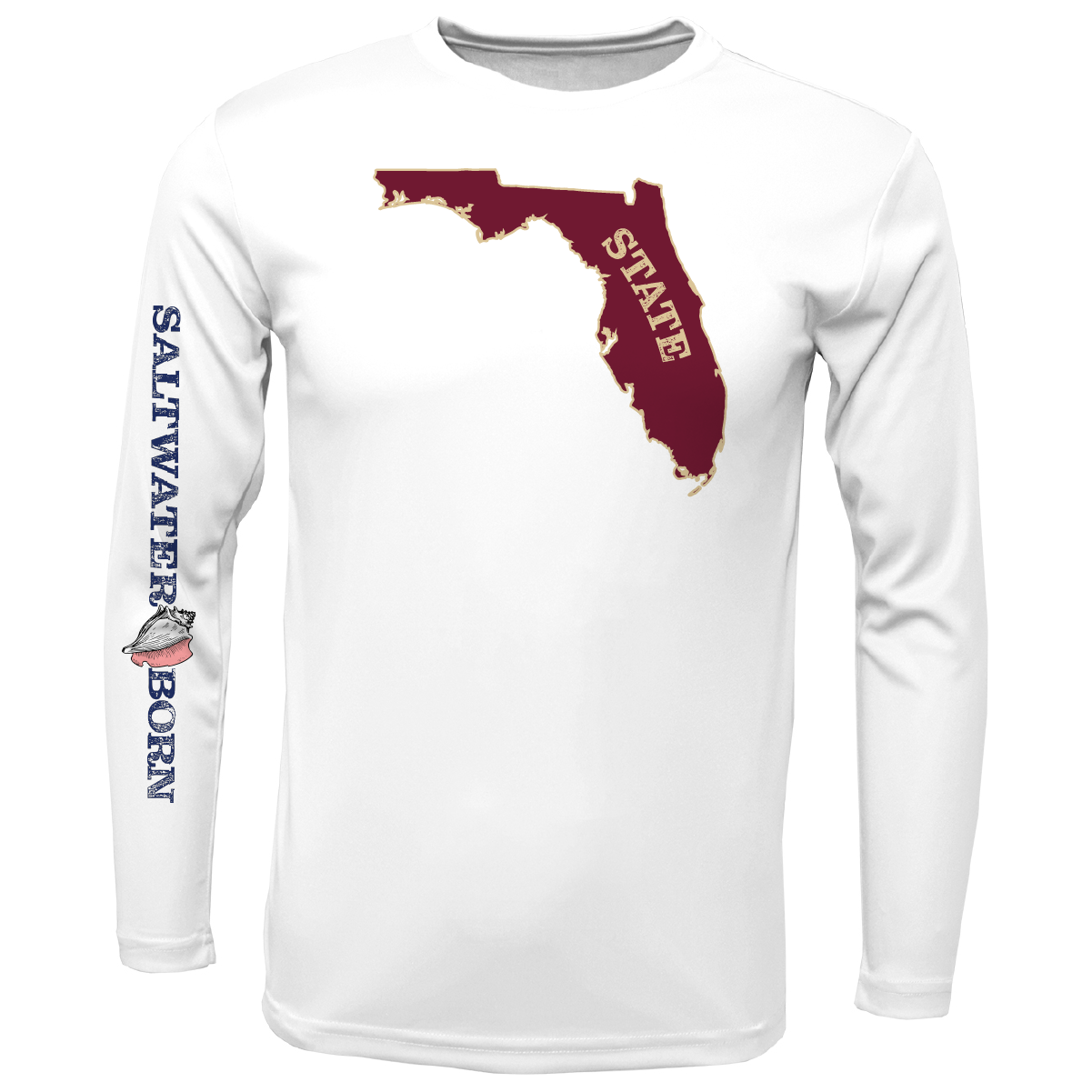 Saltwater Born Garnet and Gold Key West, FL Long Sleeve UPF 50+ Dry-Fit Shirt