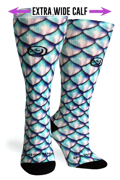 Crazy Compression Mermaid 3D Aqua - (Standard & Extra Wide)