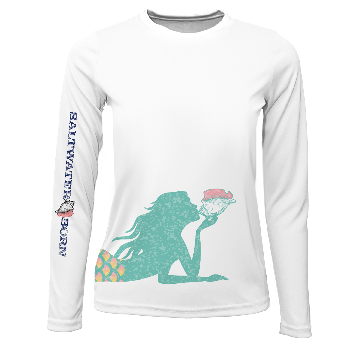 Saltwater Born Mermaid Girl's Long Sleeve UPF 50+ Dry-Fit Shirt