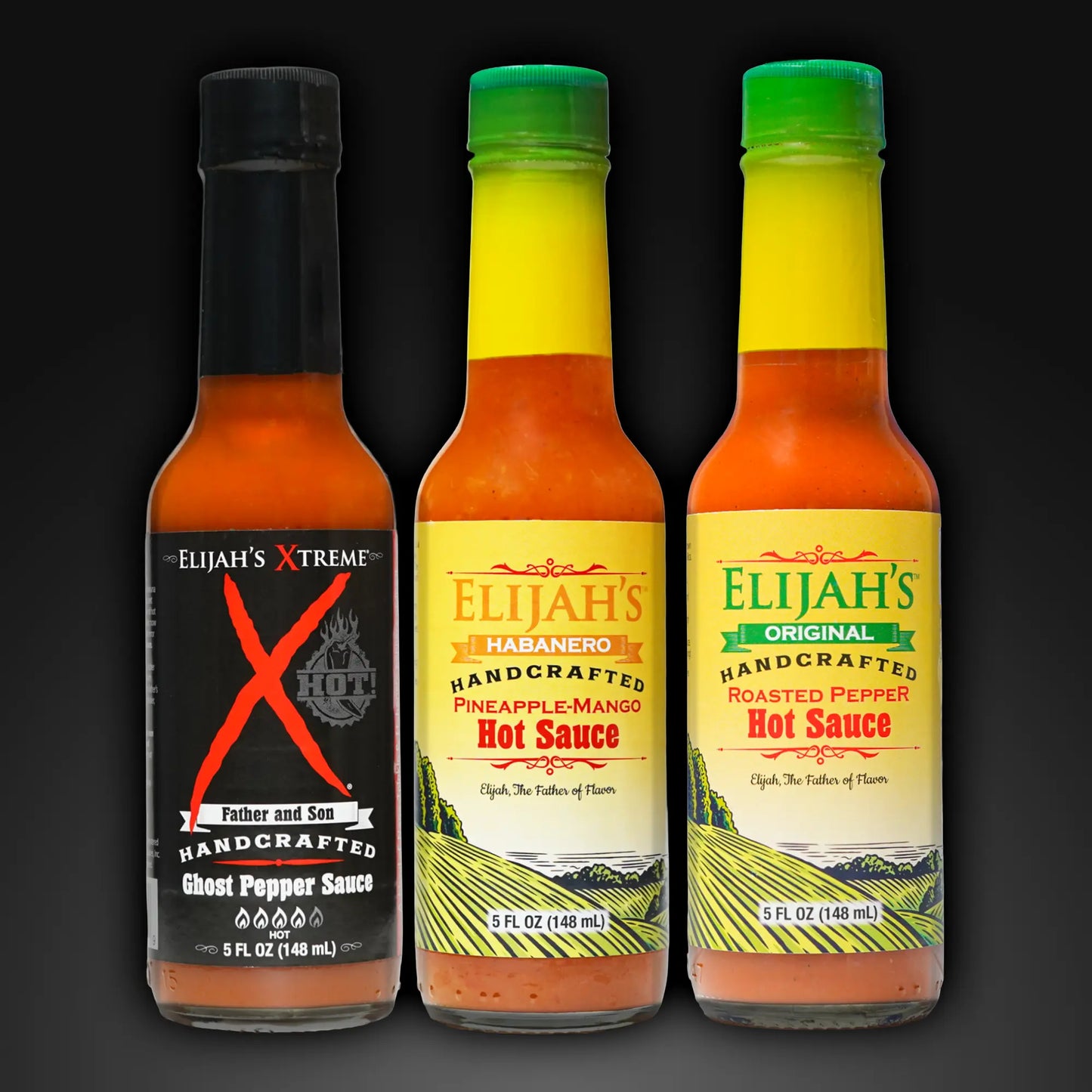 Elijah's Xtreme Mild & Hot Trio Hot Sauce Set