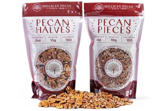 Millican Pecan  - Halves & Chopped Pieces - 1 lb Bag ea