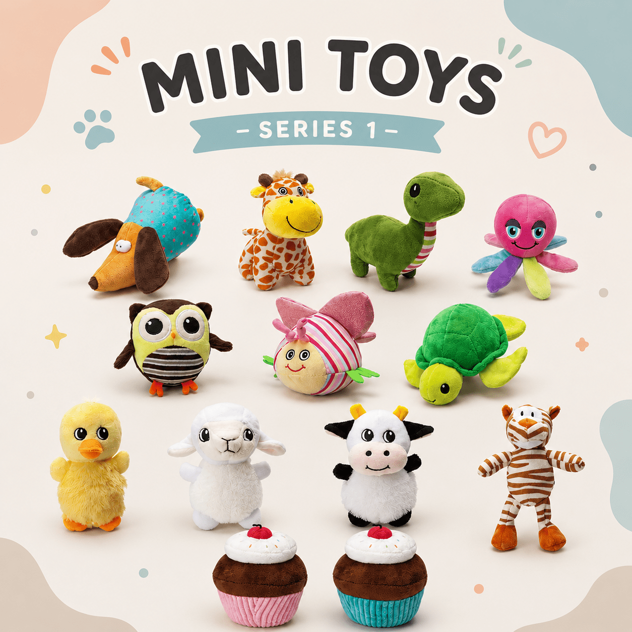 Dogline 6" Mini Animal Dog Toy Collection