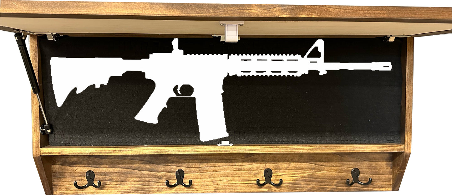 Bellewood Designs - Moose Hunting Hidden Gun Storage Coat Rack Concealment Shelf with Hooks for Coats, Bags, & Hats